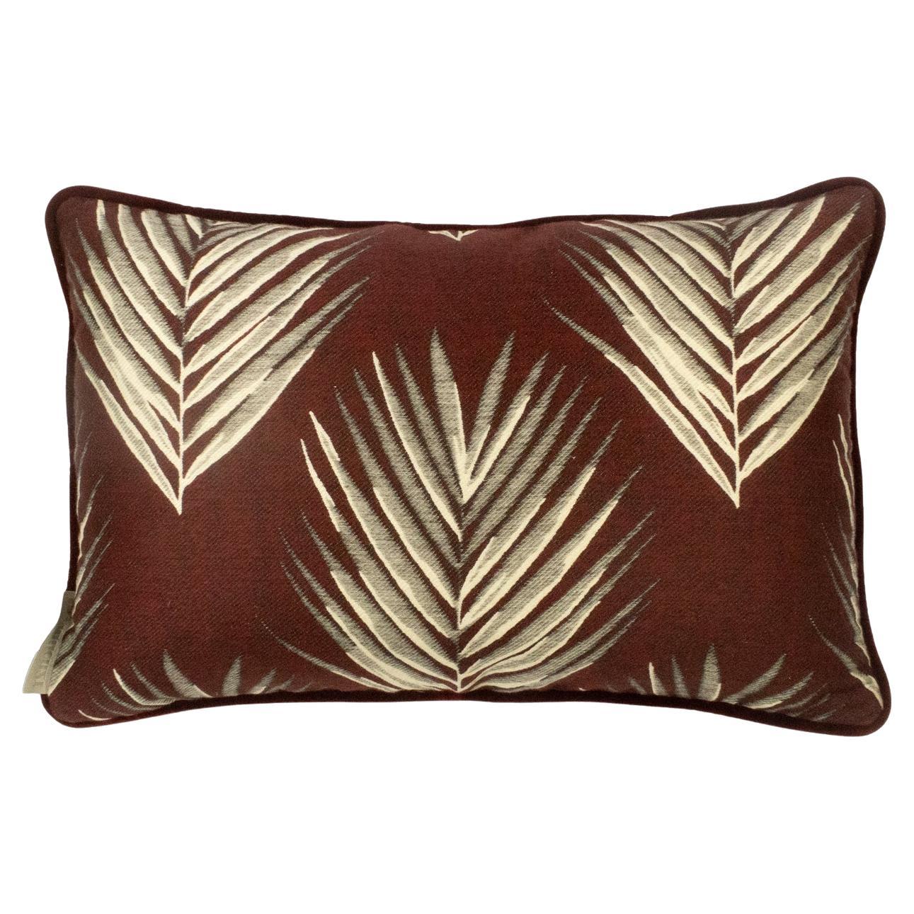 Cushion / Pillow Patterned Bamboo Reverse Leaf Red by Evolution21 For Sale