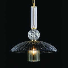 21st Century, exclusive crystal and bronze pendant lamp