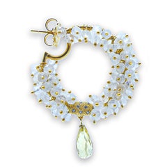 21st Century Faceted Quartz Briolette Cut Yellow Beryl Gold Hoop Earrings