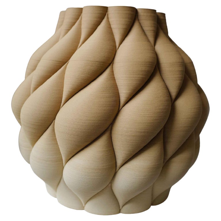 21st Century Fading Gradient Beige Ceramic Mumbai Vase Handcrafted, Italy For Sale
