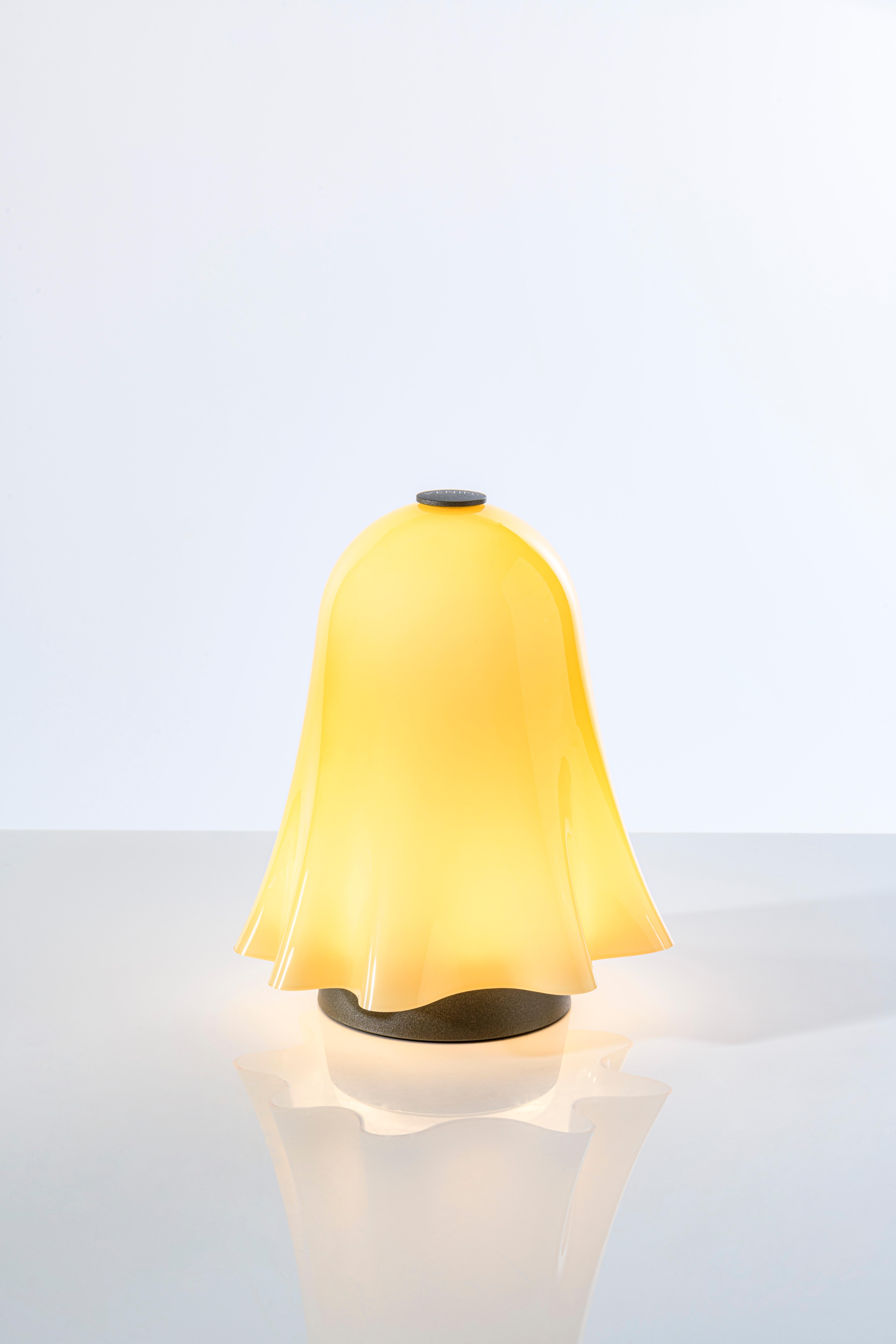 Hand-Crafted Venini Battery Lamp in Amber, Rechargeable, Dimmerable, Touch  For Sale