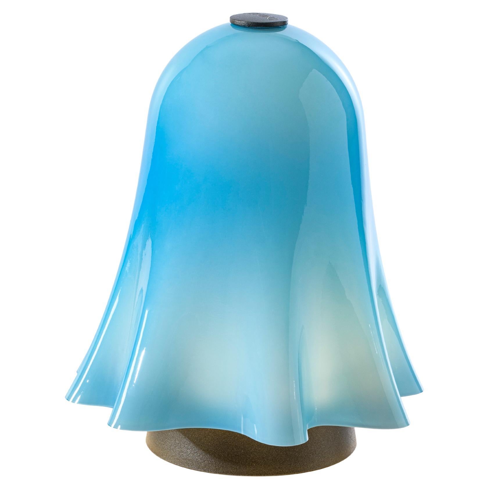Lampe de table aigue-marine du 21e siècle rechargeable, à gradation, Fantasmino 