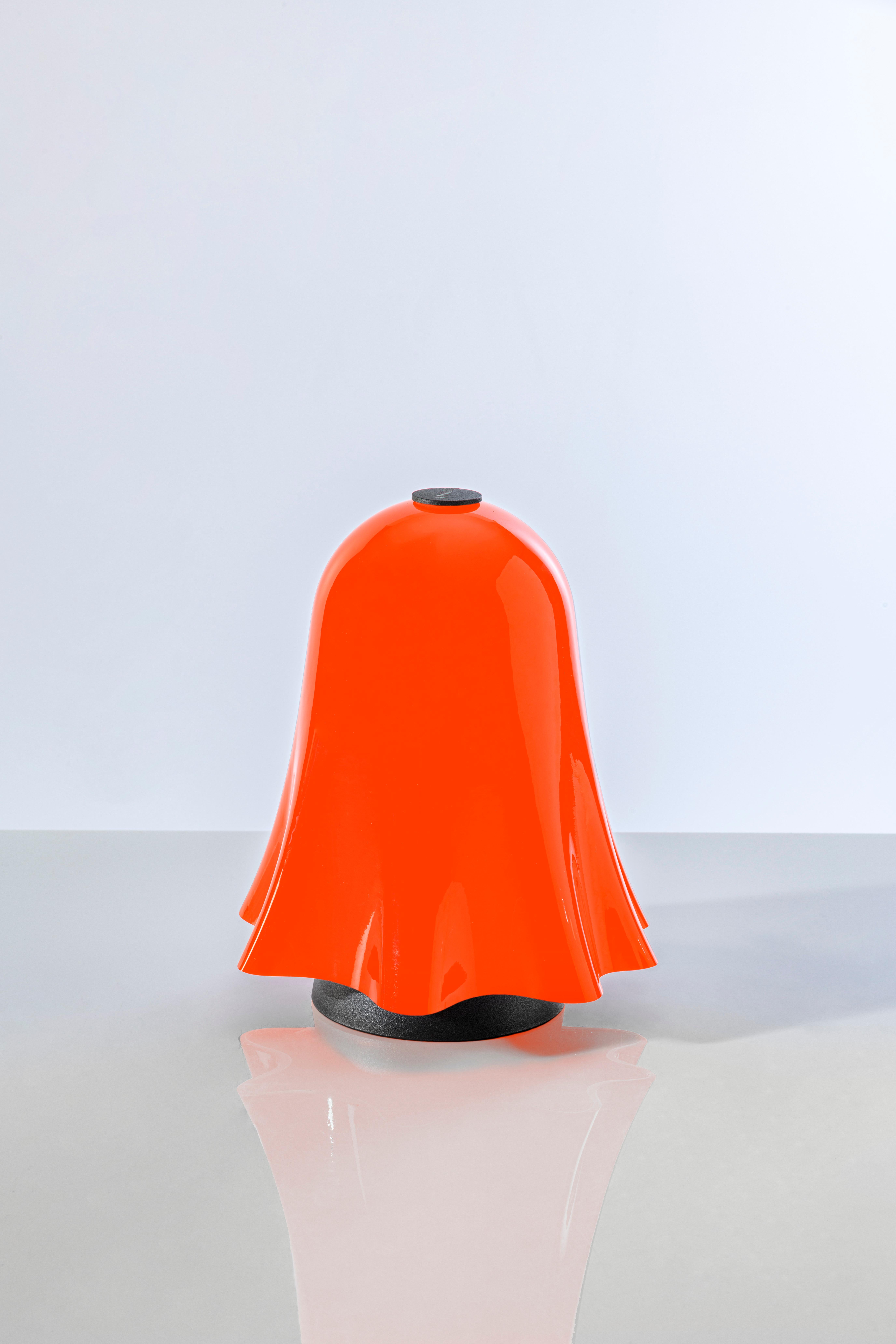 Italian Venini Battery Lamp in Orange, Rechargeable, Dimmerable, Touch For Sale