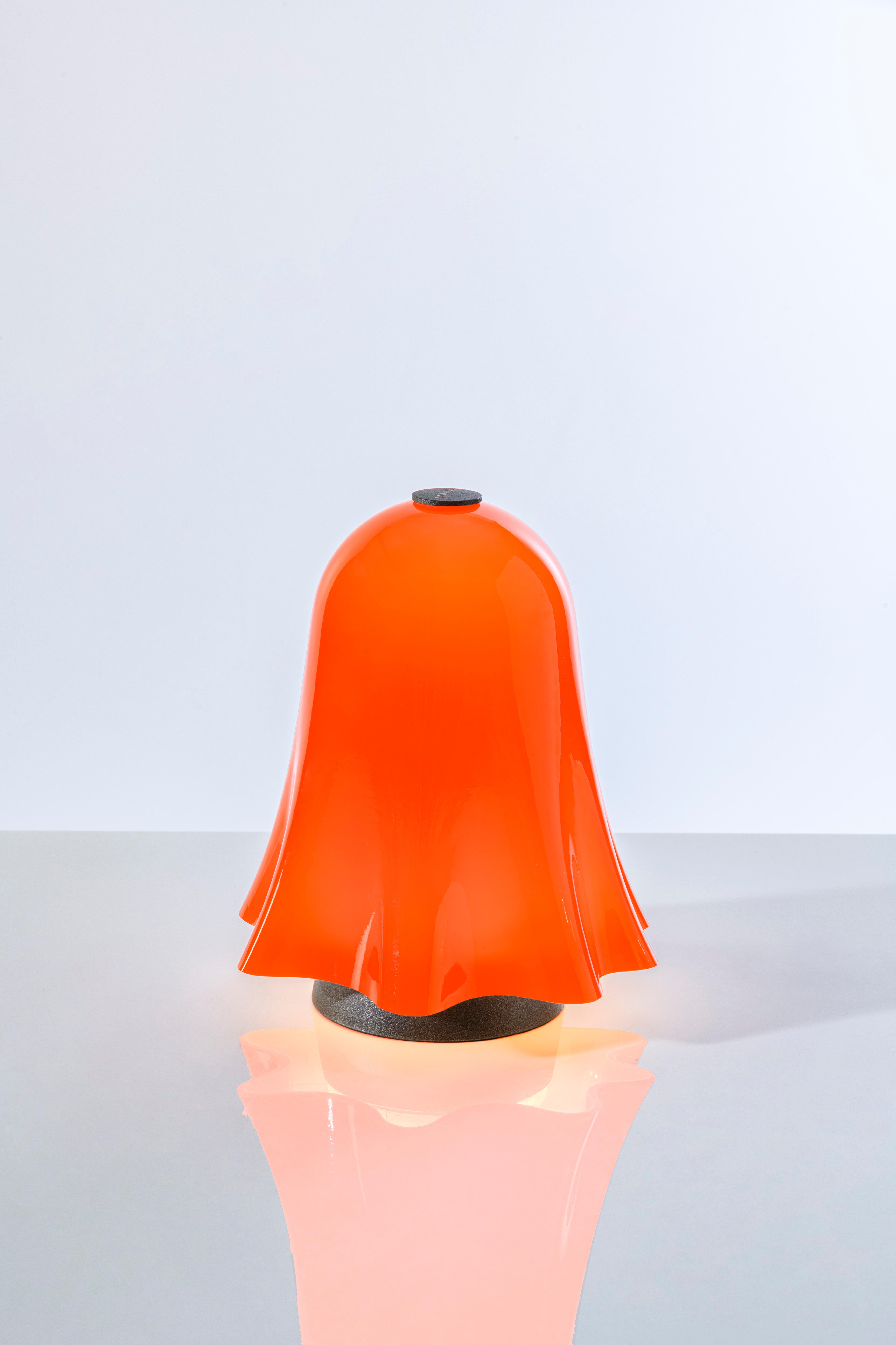 Hand-Crafted Venini Battery Lamp in Orange, Rechargeable, Dimmerable, Touch  For Sale