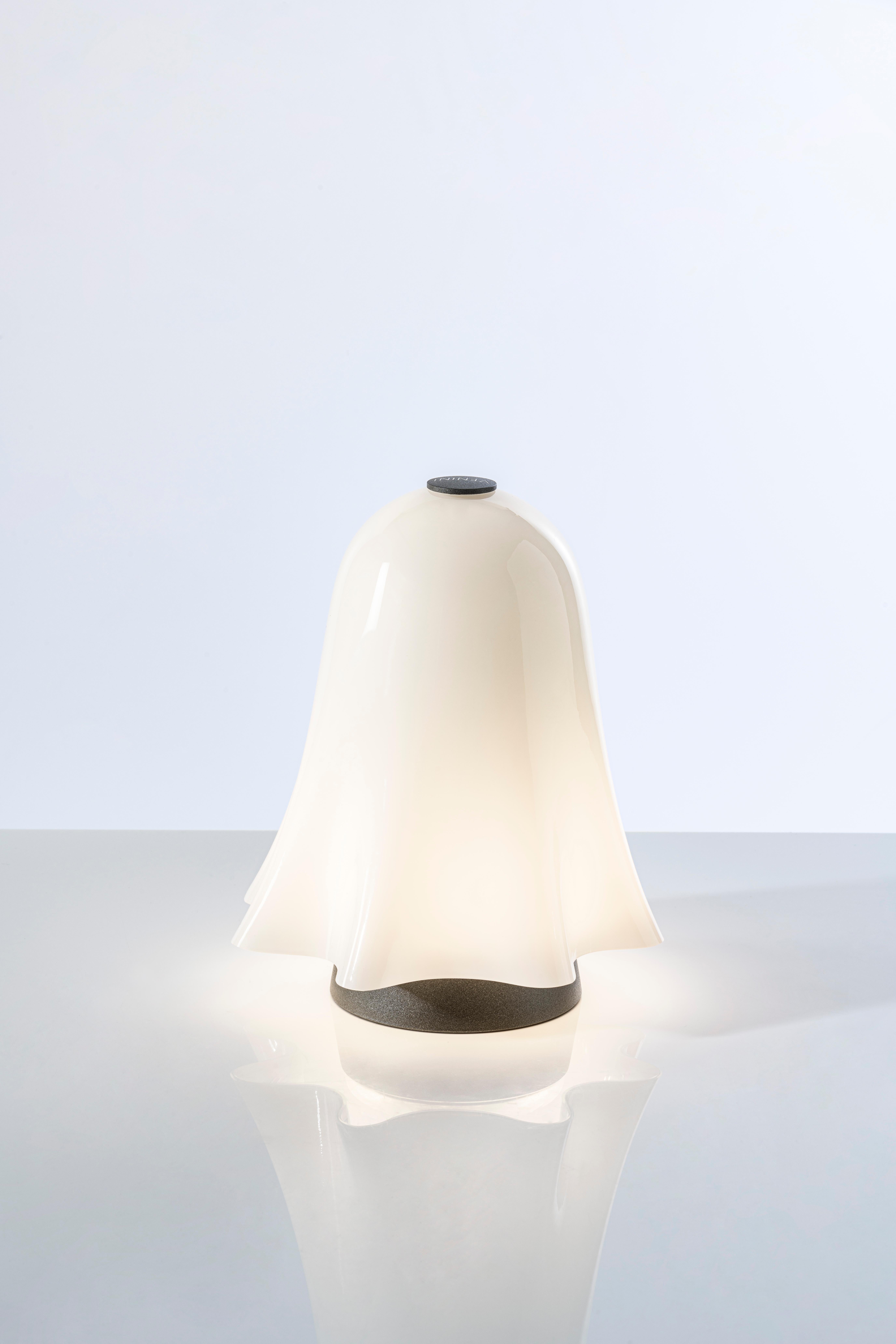 Hand-Crafted Venini Battery Lamp in Milk-White, Rechargeable, Dimmerable, Touch  For Sale