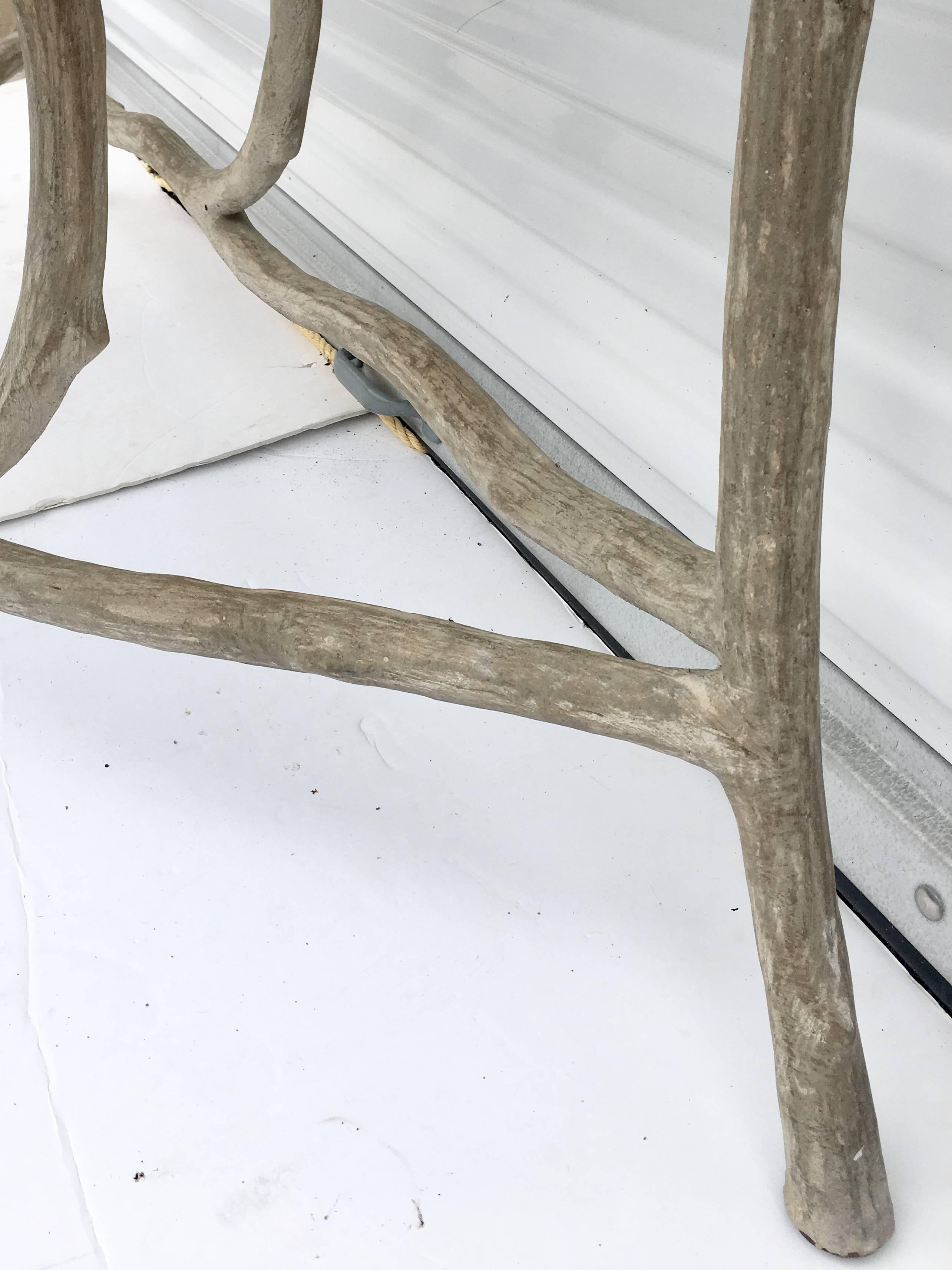 Organic Modern 21st Century Faux Bois Concrete Twig Demi Lune Console Table