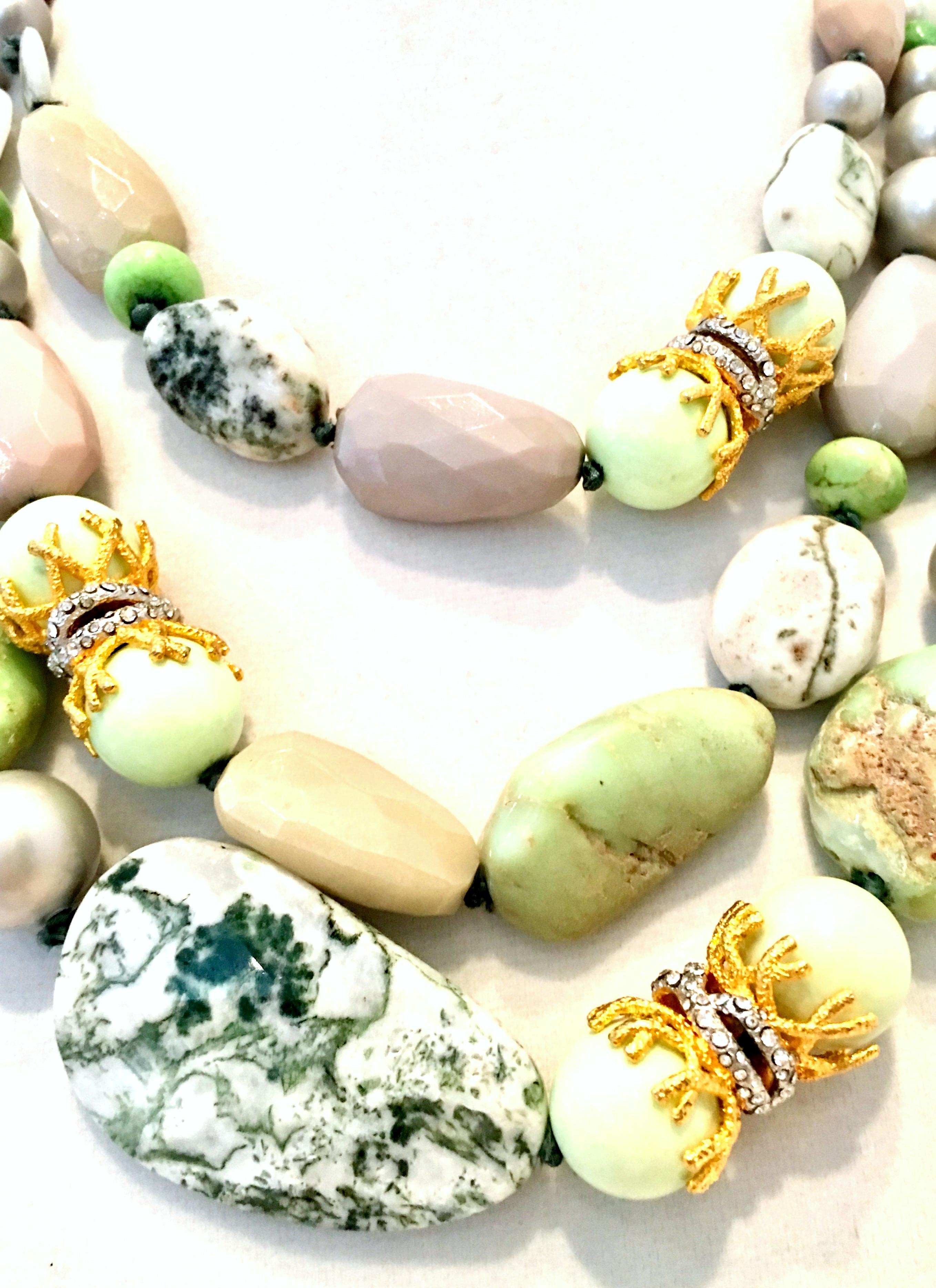21st Century Faux Pearl & Natural Gemstone  Necklace By, Alexis Bittar In Excellent Condition In West Palm Beach, FL