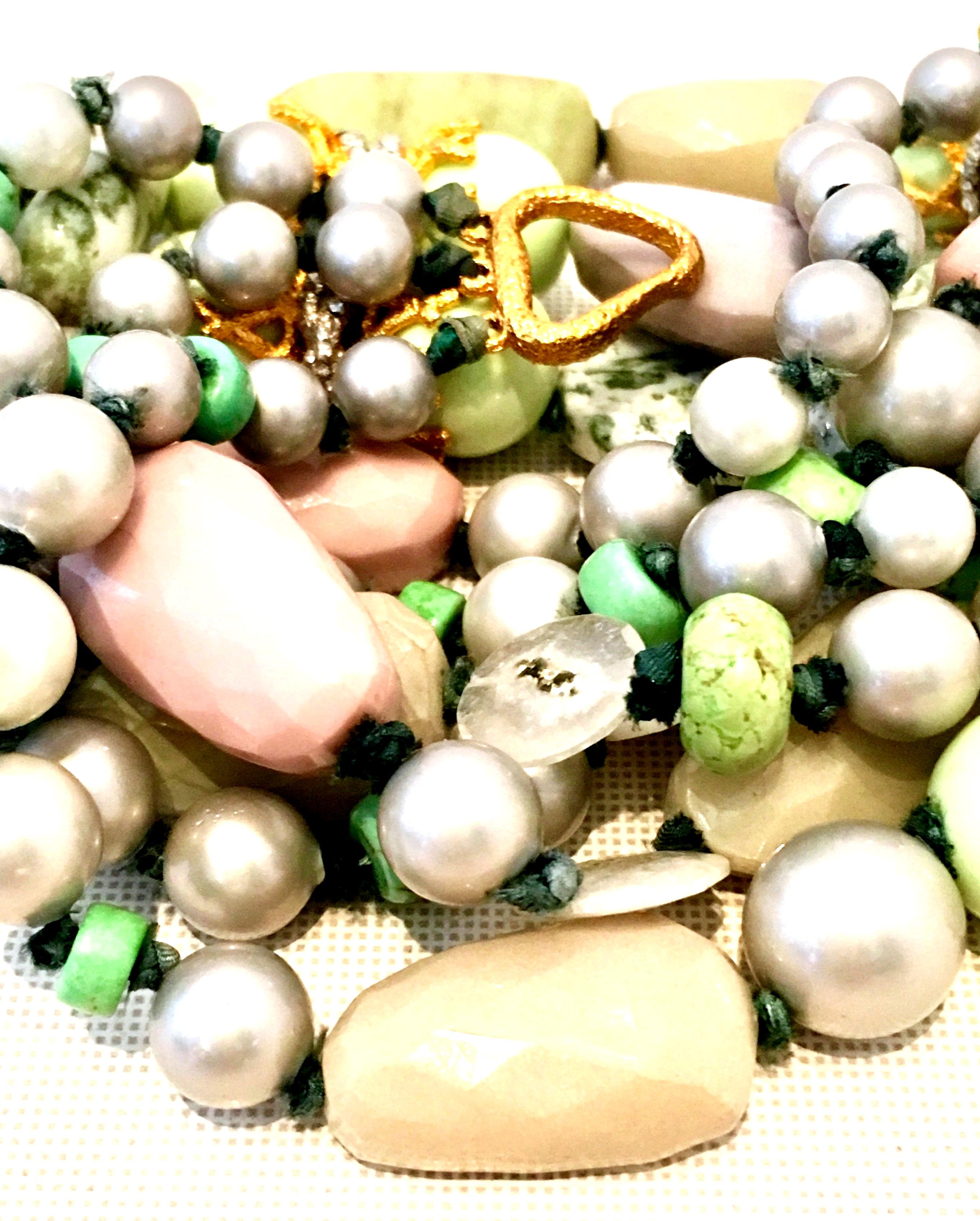 Women's or Men's 21st Century Faux Pearl & Natural Gemstone  Necklace By, Alexis Bittar