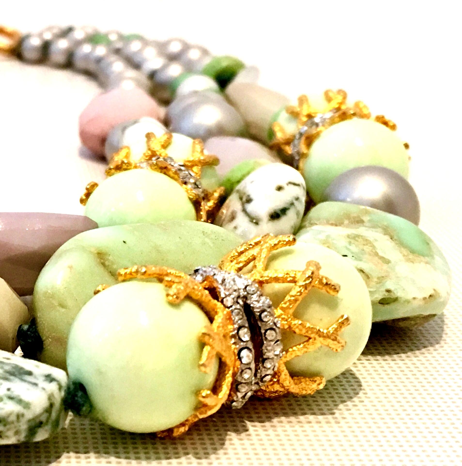 21st Century Faux Pearl & Natural Gemstone  Necklace By, Alexis Bittar 2