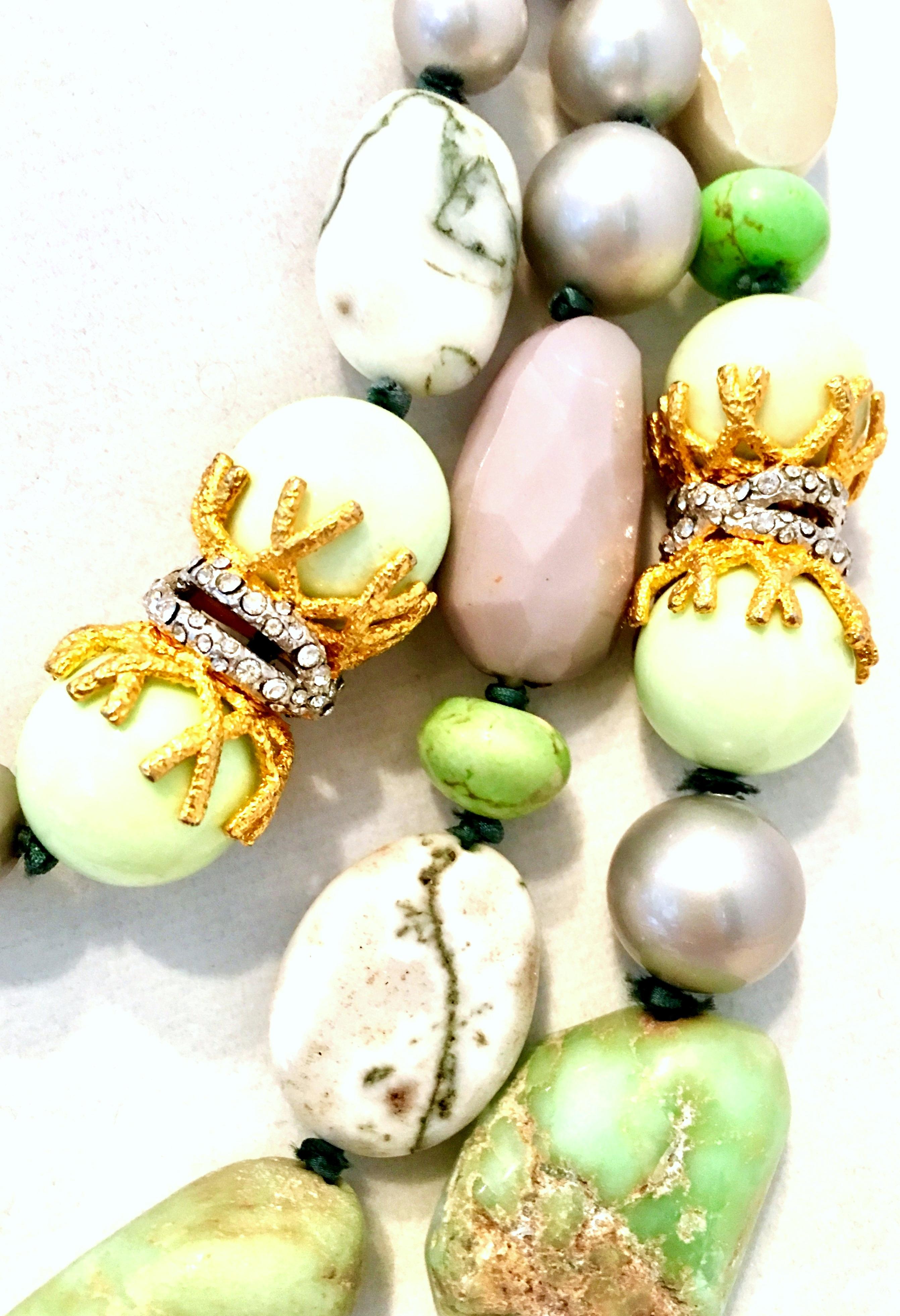 21st Century Faux Pearl & Natural Gemstone  Necklace By, Alexis Bittar 3