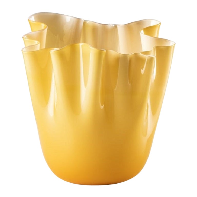 Grand vase en verre Fazzoletto du 21e siècle en ambre de Fulvio Bianconi E Paolo en vente