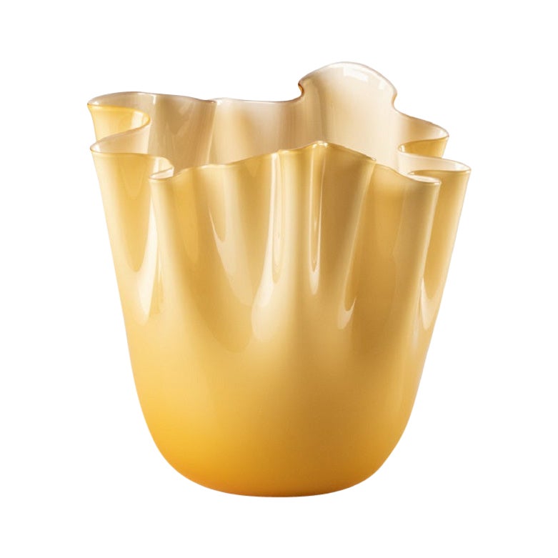 Vase Fazzoletto du 21e siècle en verre moyen ambré de Fulvio Bianconi E Paolo