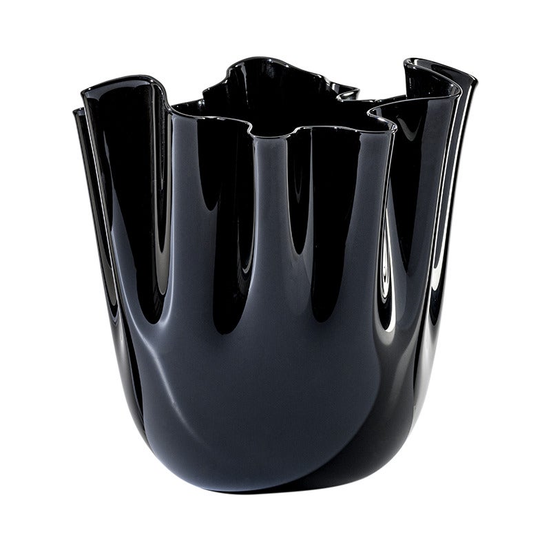 21st Century Fazzoletto Medium Glass Vase in Black by Fulvio Bianconi E Paolo For Sale