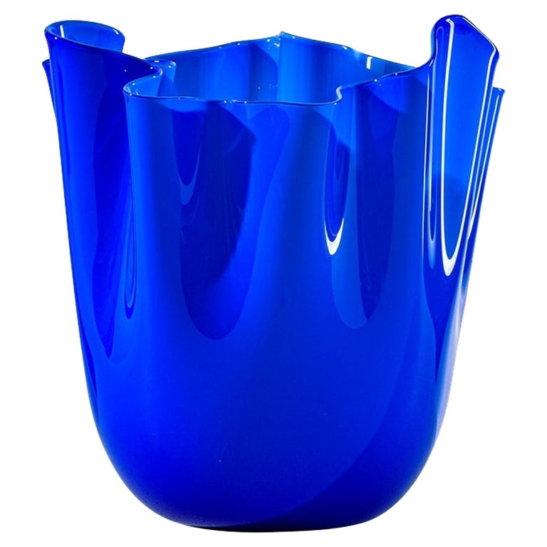 Vase en verre Fazzoletto du 21e siècle en saphir de Fulvio Bianconi E Paolo