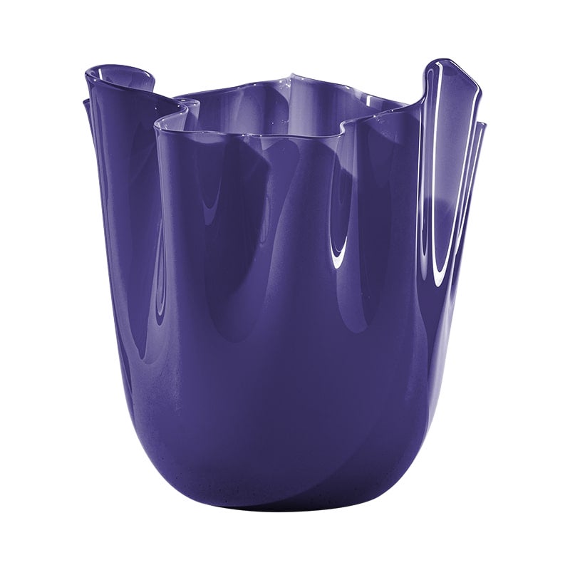 Petit vase en verre Fazzoletto du 21e siècle en indigo de Fulvio Bianconi E Paolo en vente