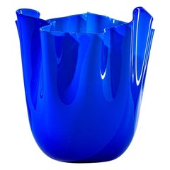 21st Century Fazzoletto Small Glass Vase in Sapphire by Fulvio Bianconi E Paolo