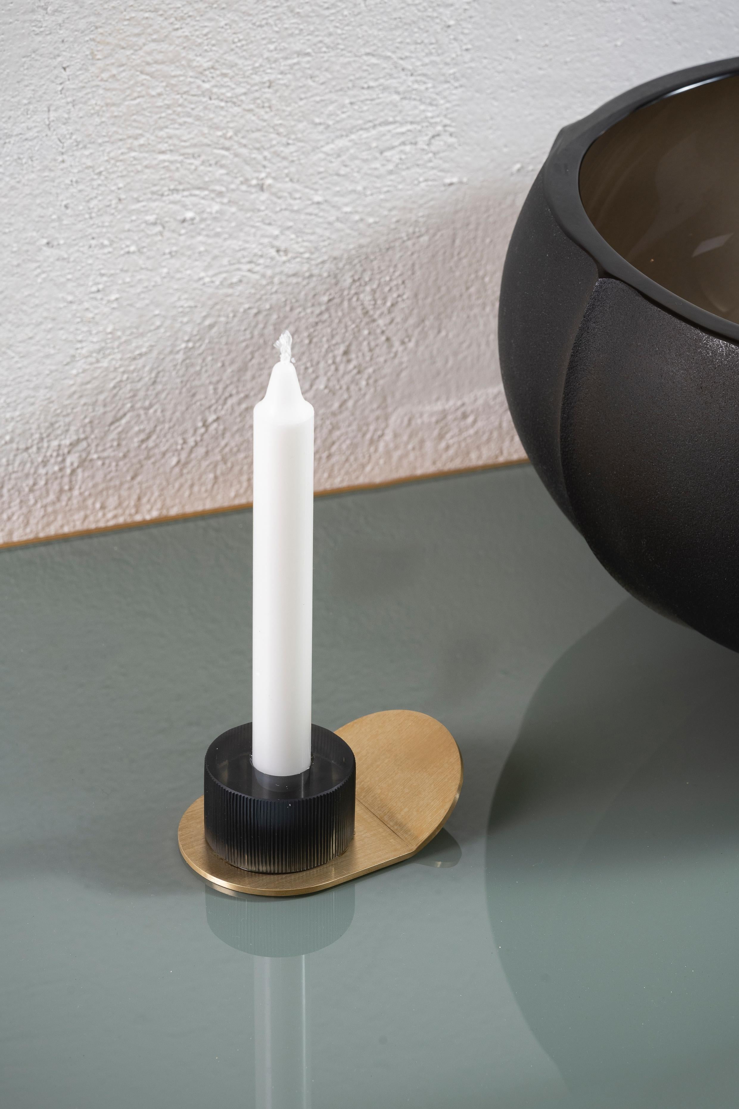 xXIe siècle Federico Peri Candleholder Satin Murano Glass Brass Various Colors en vente 1