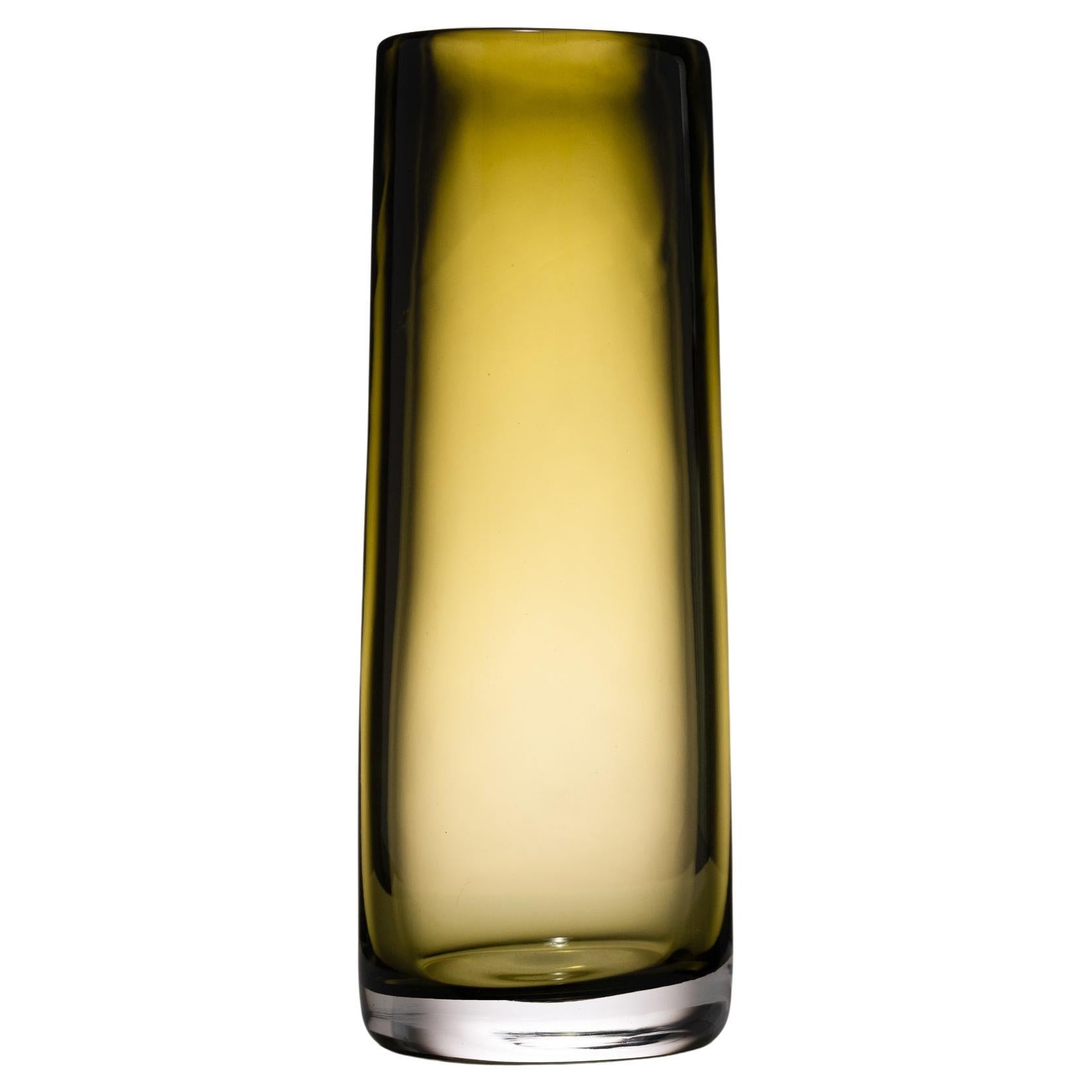 21st Century Federico Peri Cilindro Large Glossy Vase Murano Glass Moss Green
