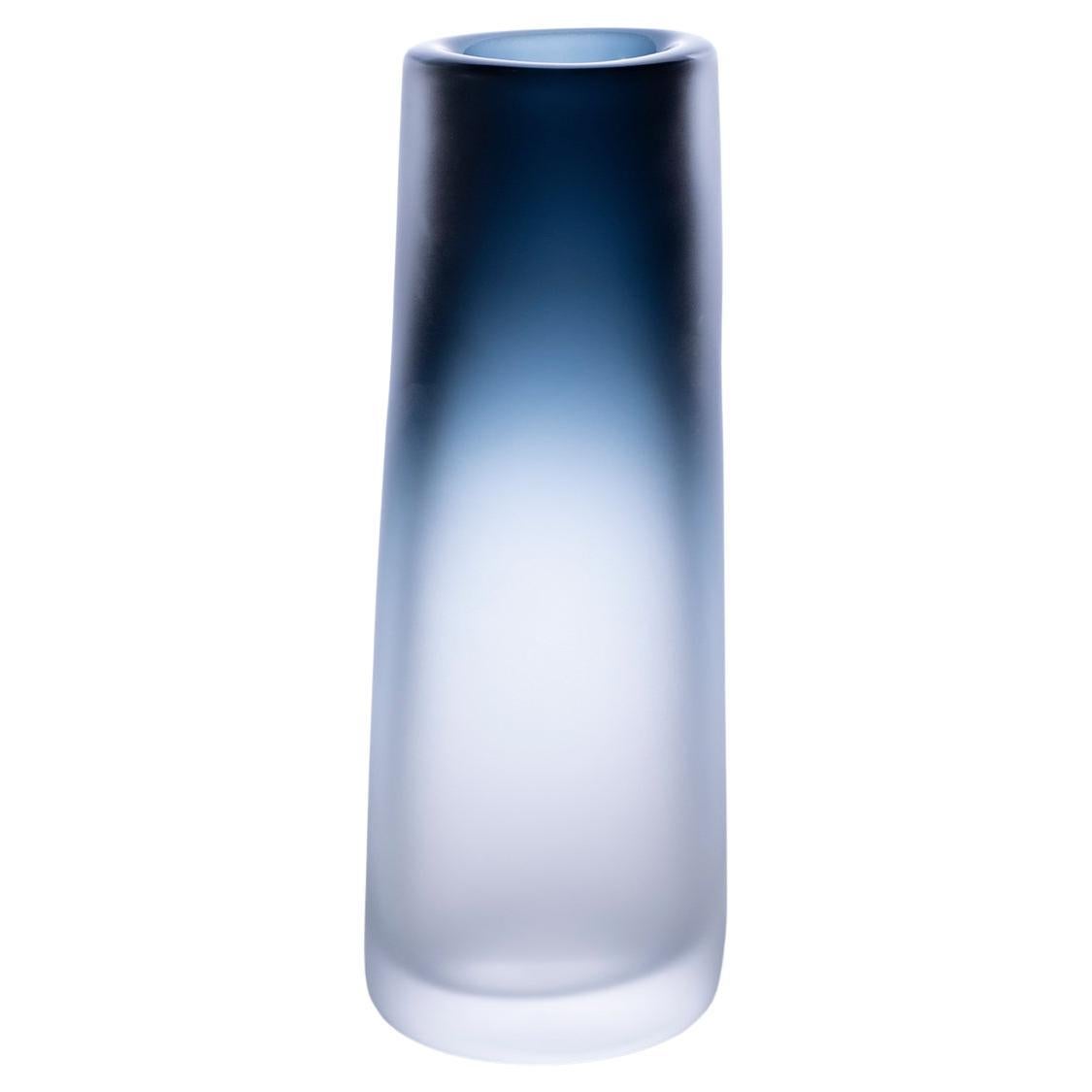 21st Century Federico Peri Cilindro Large Satin Vase Murano Glass Deep Blue For Sale