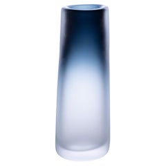 21st Century Federico Peri Cilindro Large Satin Vase Murano Glass Deep Blue