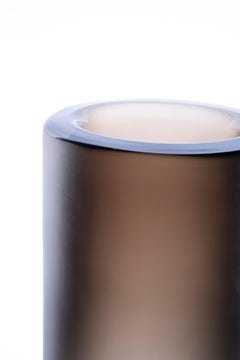 21st Century Federico Peri Cilindro Large Satin Vase Murano Glass Smoke