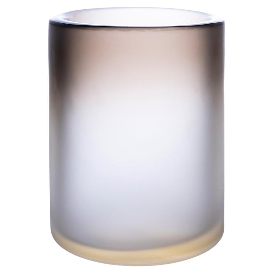 21st Century Federico Peri Cilindro Small Satin Vase Murano Glass Smoke For Sale