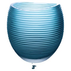 21st Century Federico Peri Linae Large Vase Murano Glass Teal Blue