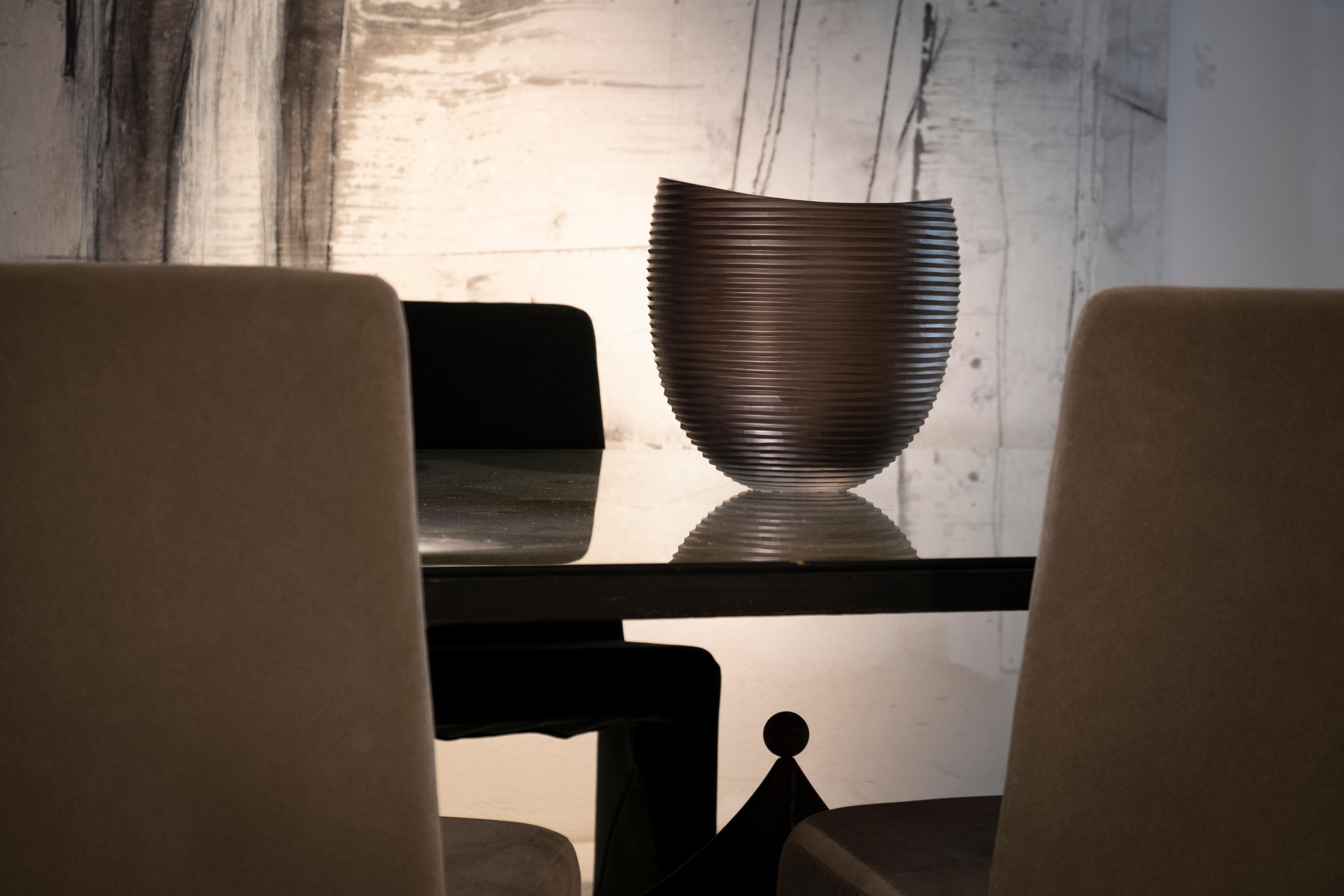 Modern 21st Century Federico Peri Linae Large Vase Murano Glass Smoke colour For Sale