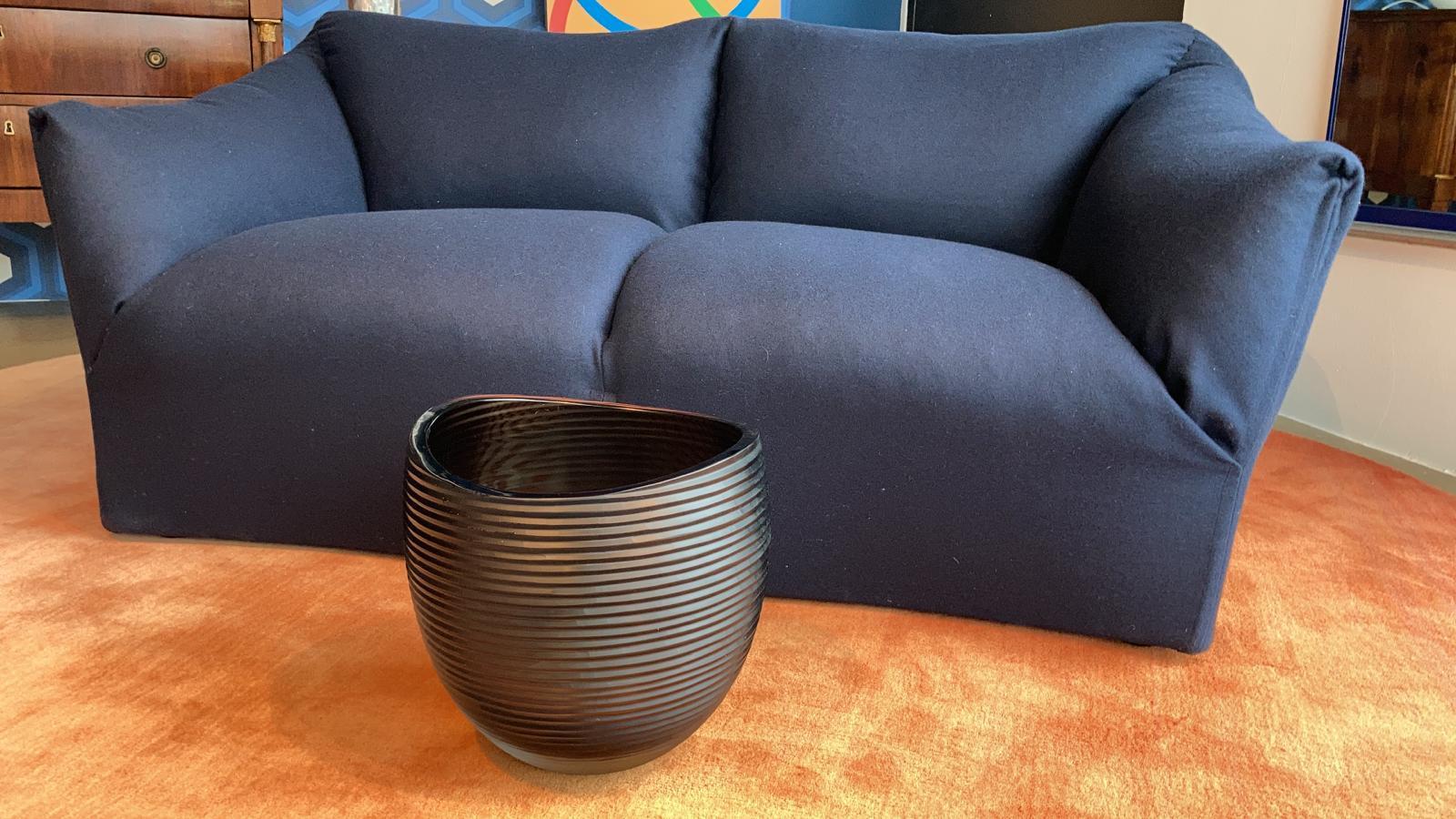 21st Century Federico Peri Linae Large Vase Murano Glass Smoke colour For Sale 1