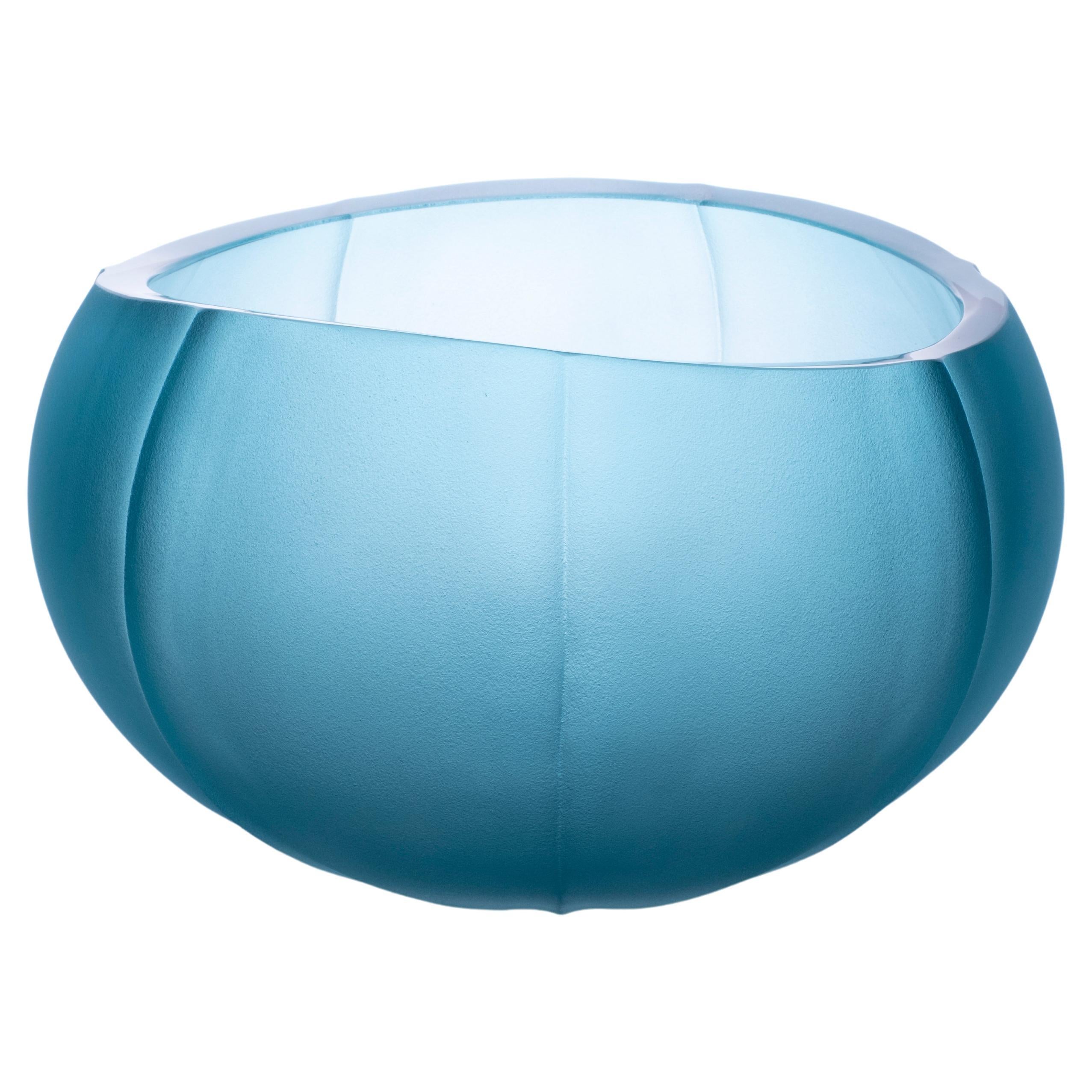 21st Century Federico Peri Linae Medium Vase Murano Glass Teal Blue