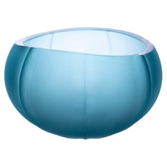21st Century Federico Peri Linae Medium Vase Murano Glass Teal Blue