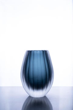21st Century Federico Peri Linae Mini Vase Murano Glass Deep Blue colour
