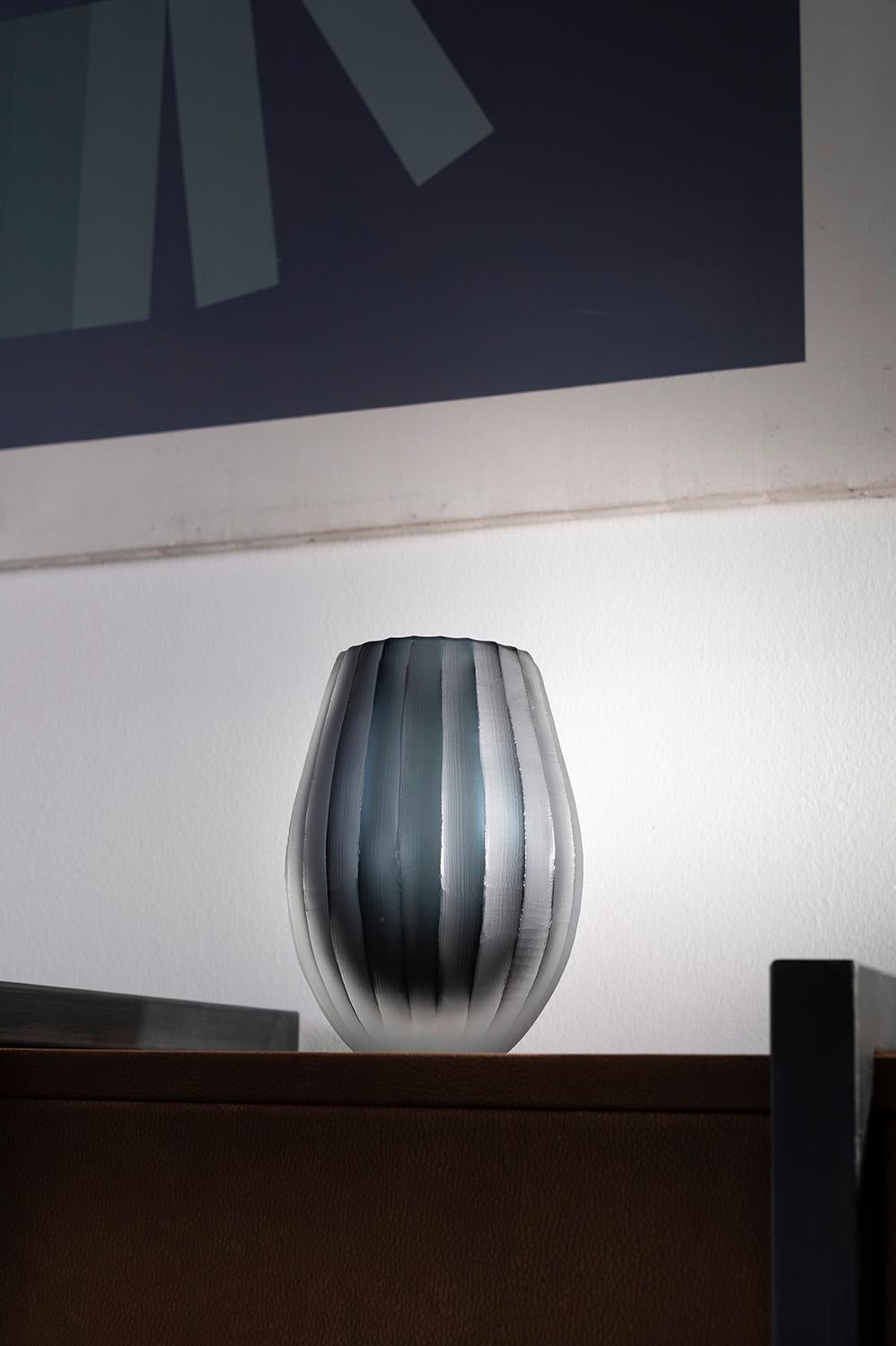 Modern 21st Century Federico Peri Linae Mini Vase Murano Glass Deep Blue colour  For Sale