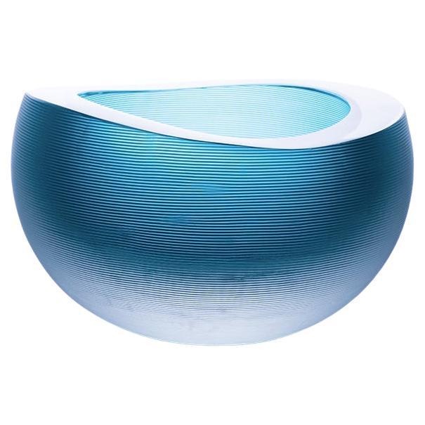 21st Century Federico Peri Linae Small Vase Murano Glass Teal Blue Colour For Sale