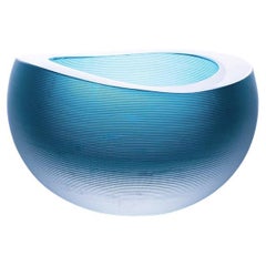 21st Century Federico Peri Linae Small Vase Murano Glass Teal Blue Colour