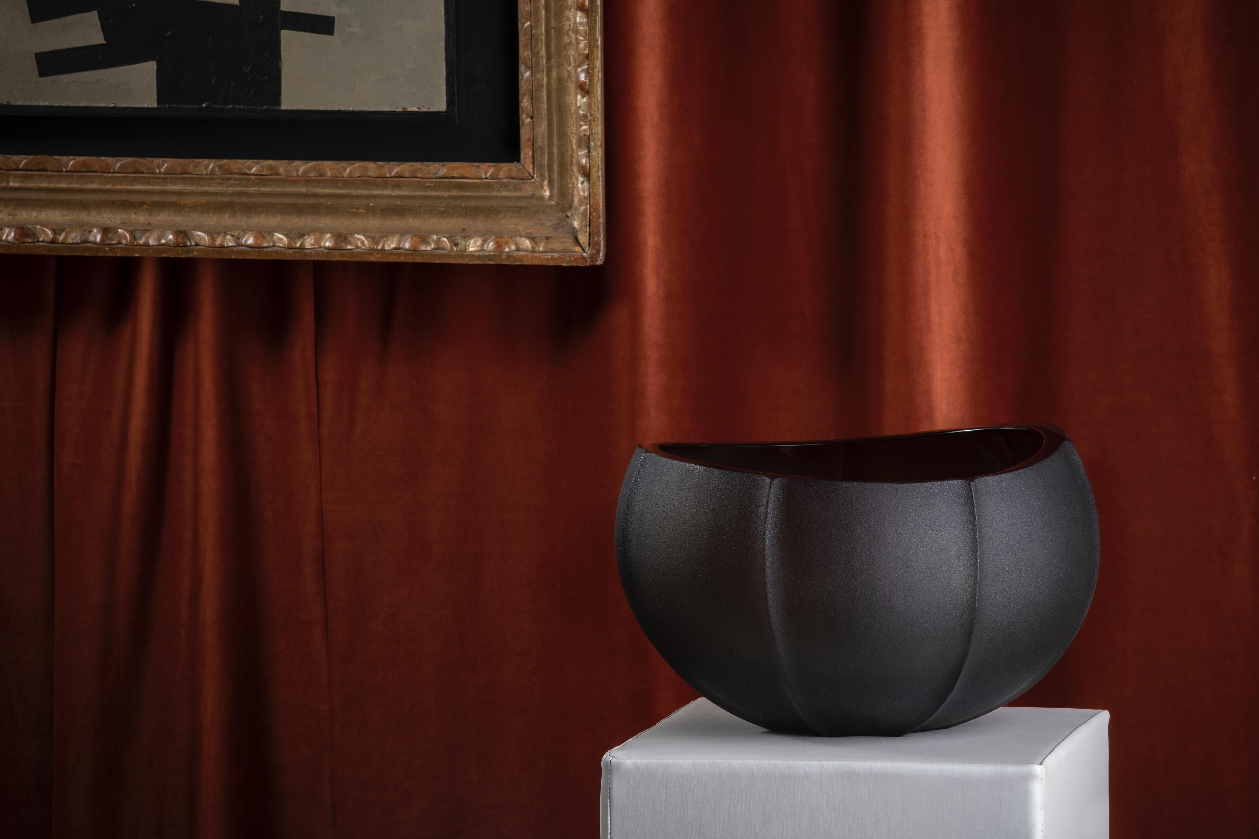 21st Century Federico Peri Linae Medium Vase Murano Glass Smoke colour For Sale 4