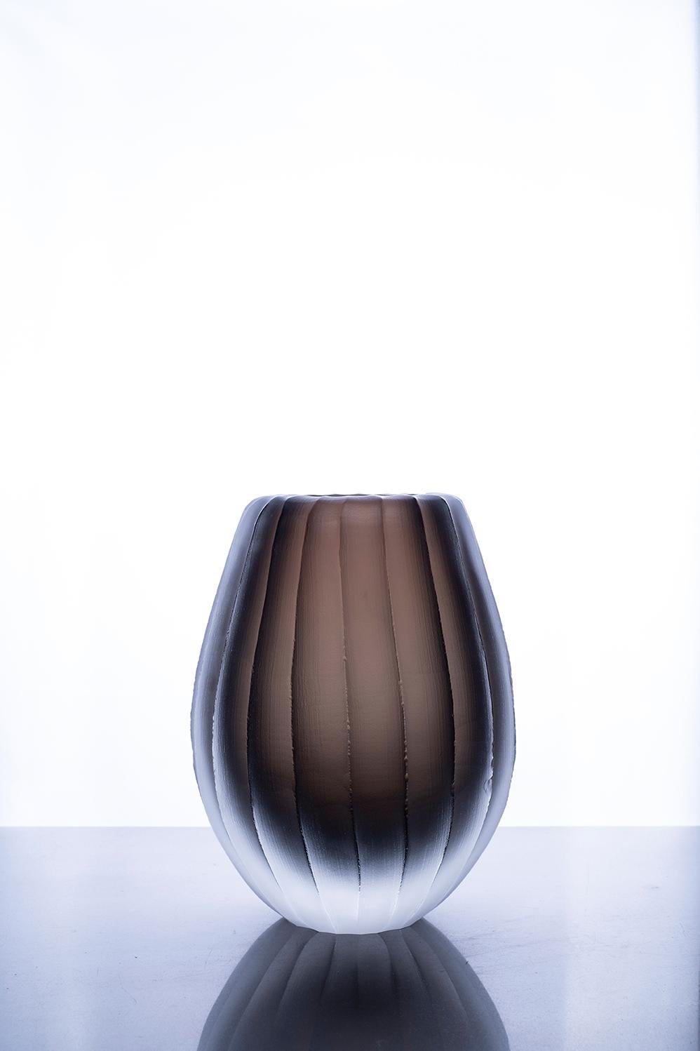 Modern 21st Century Federico Peri Mini Vase Murano Glass Smoke colour For Sale