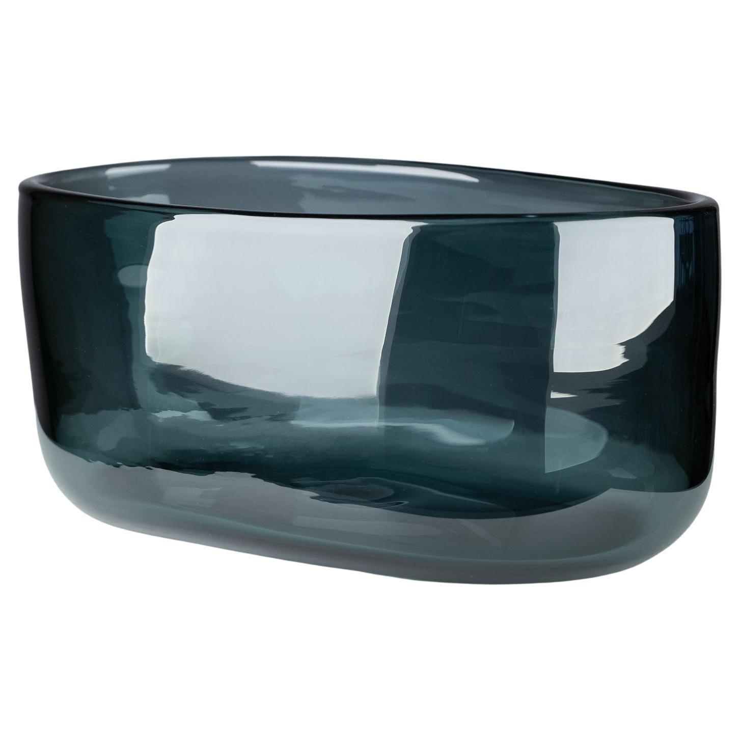 21st Century Federico Peri Ovale Tray Murano Glass Deep Blue Color For Sale