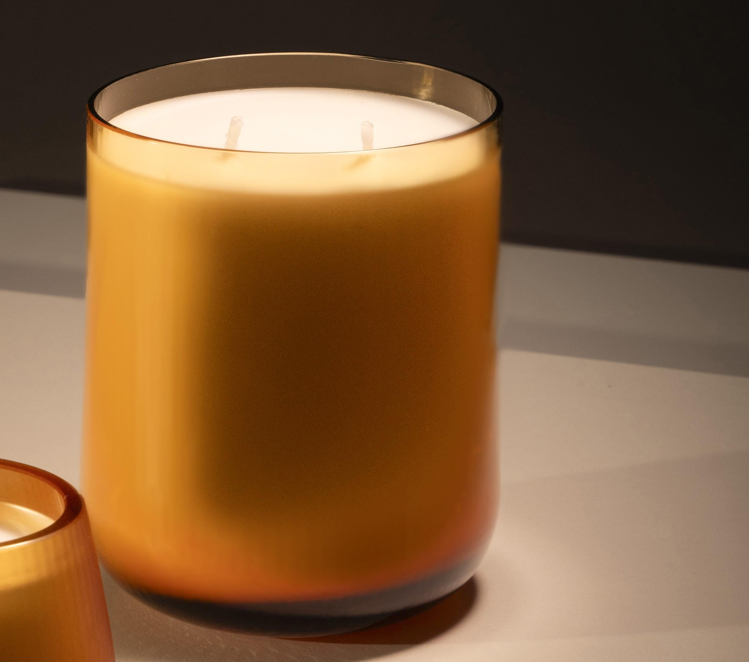 Moderno 21st Century Federico Peri Stilla Cerae Large Amber Yellow Murano Glass in vendita