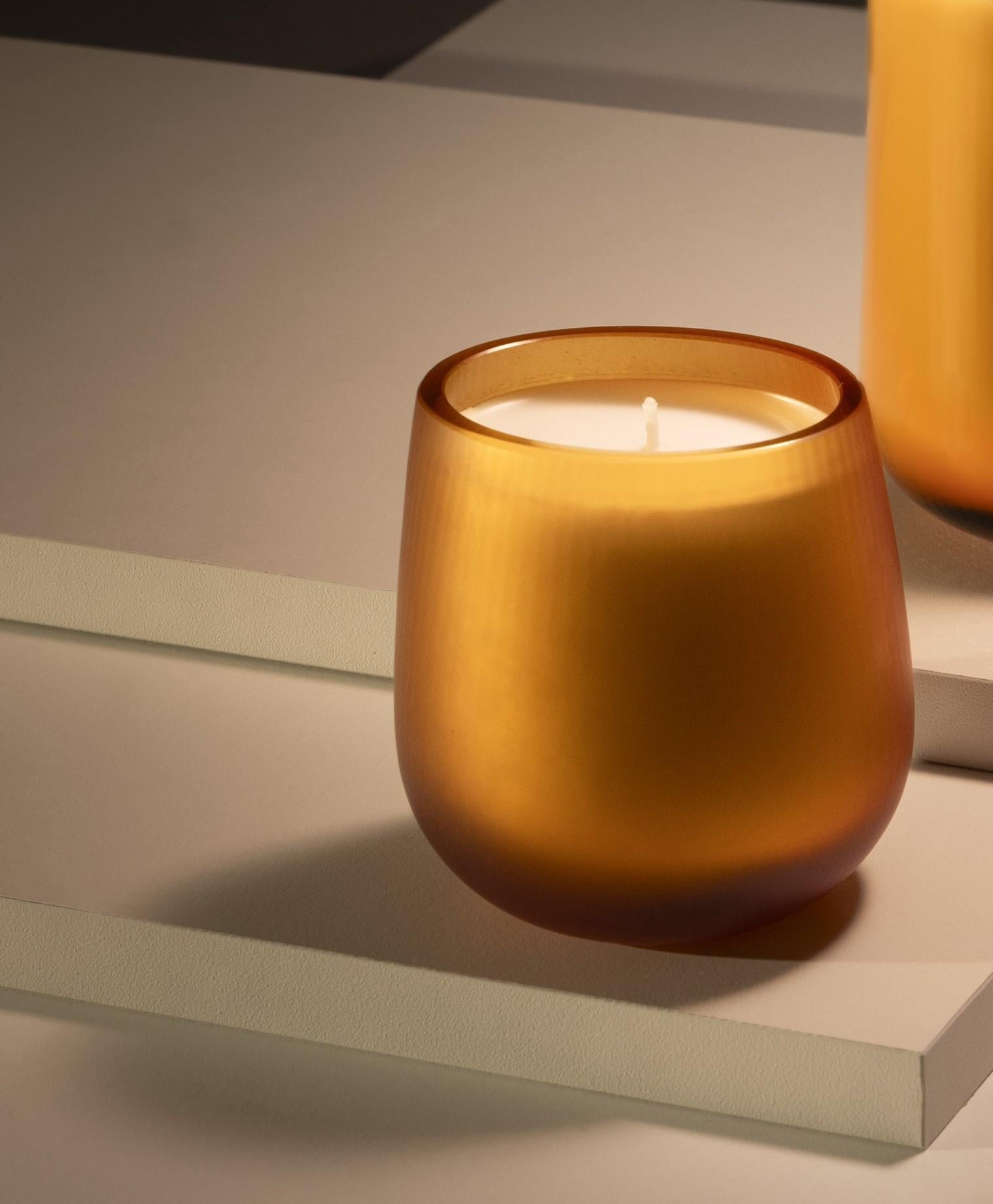 Moderne 21ème siècle Federico Peri Stilla Cerae Petite Ambre Jaune Verre de Murano en vente
