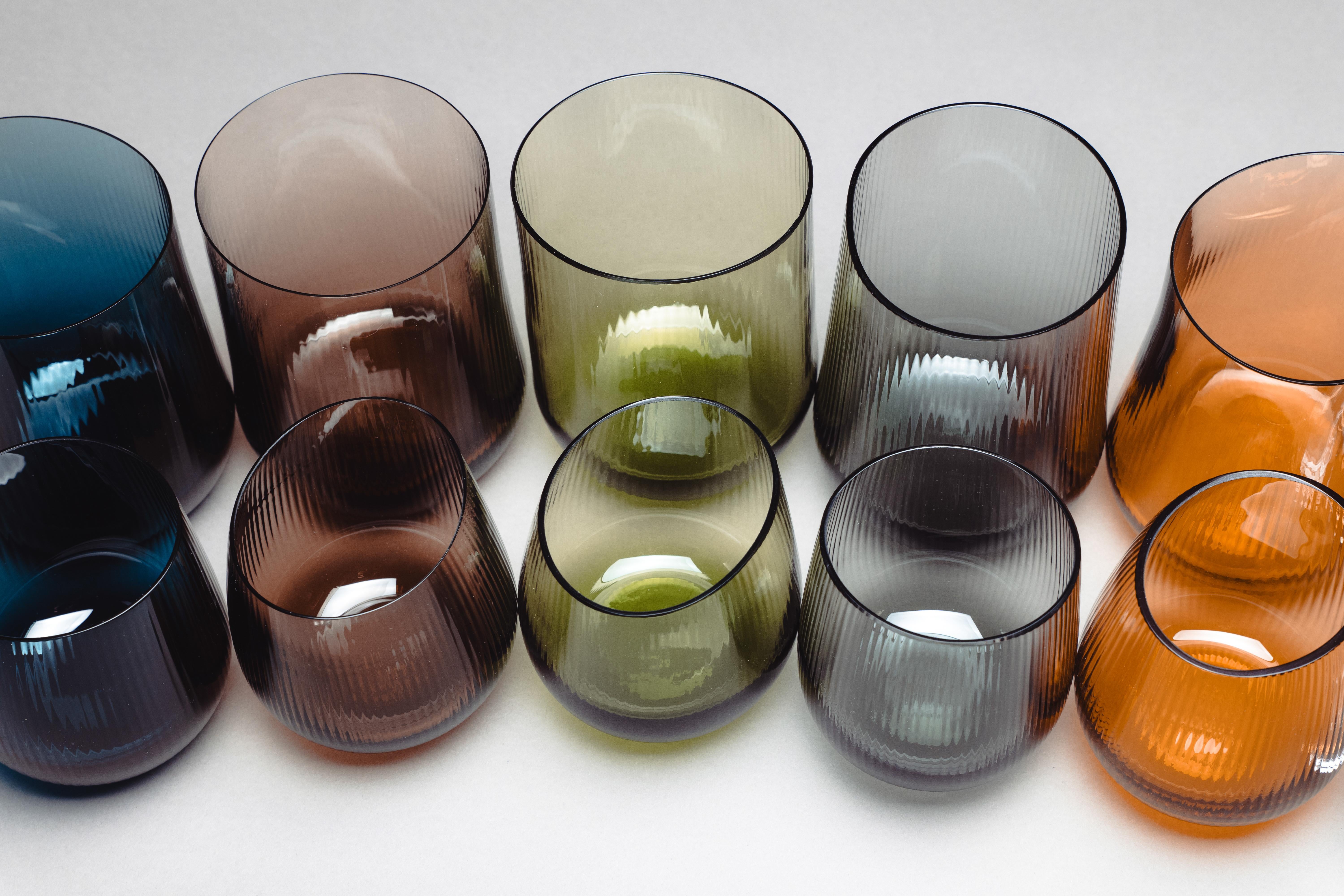 siglo 21 Federico Peri Stilla Liquida Musgo Verde Grande 2-Tumblers Murano en venta 4