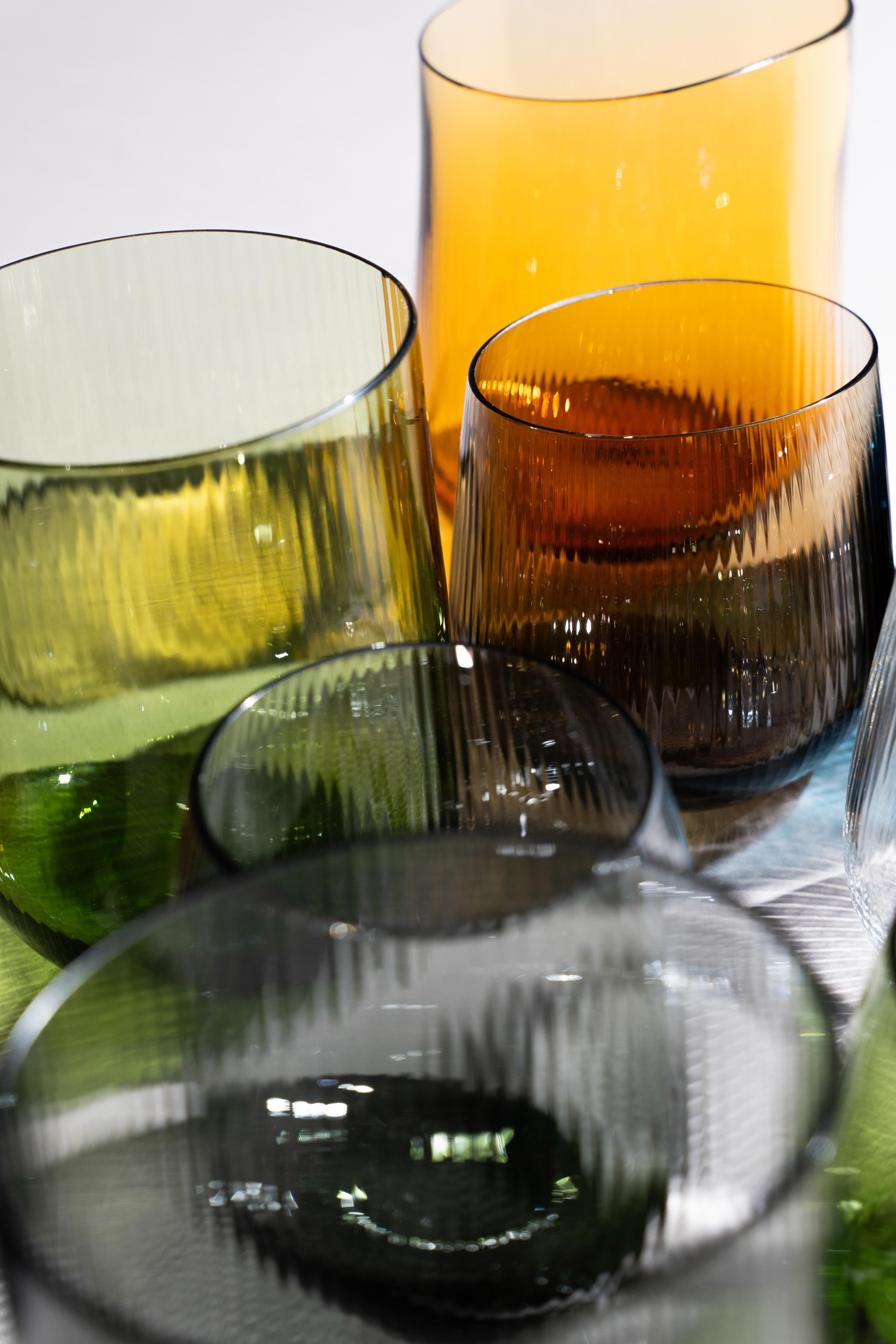 siglo 21 Federico Peri Stilla Liquida Musgo Verde Grande 2-Tumblers Murano en venta 12