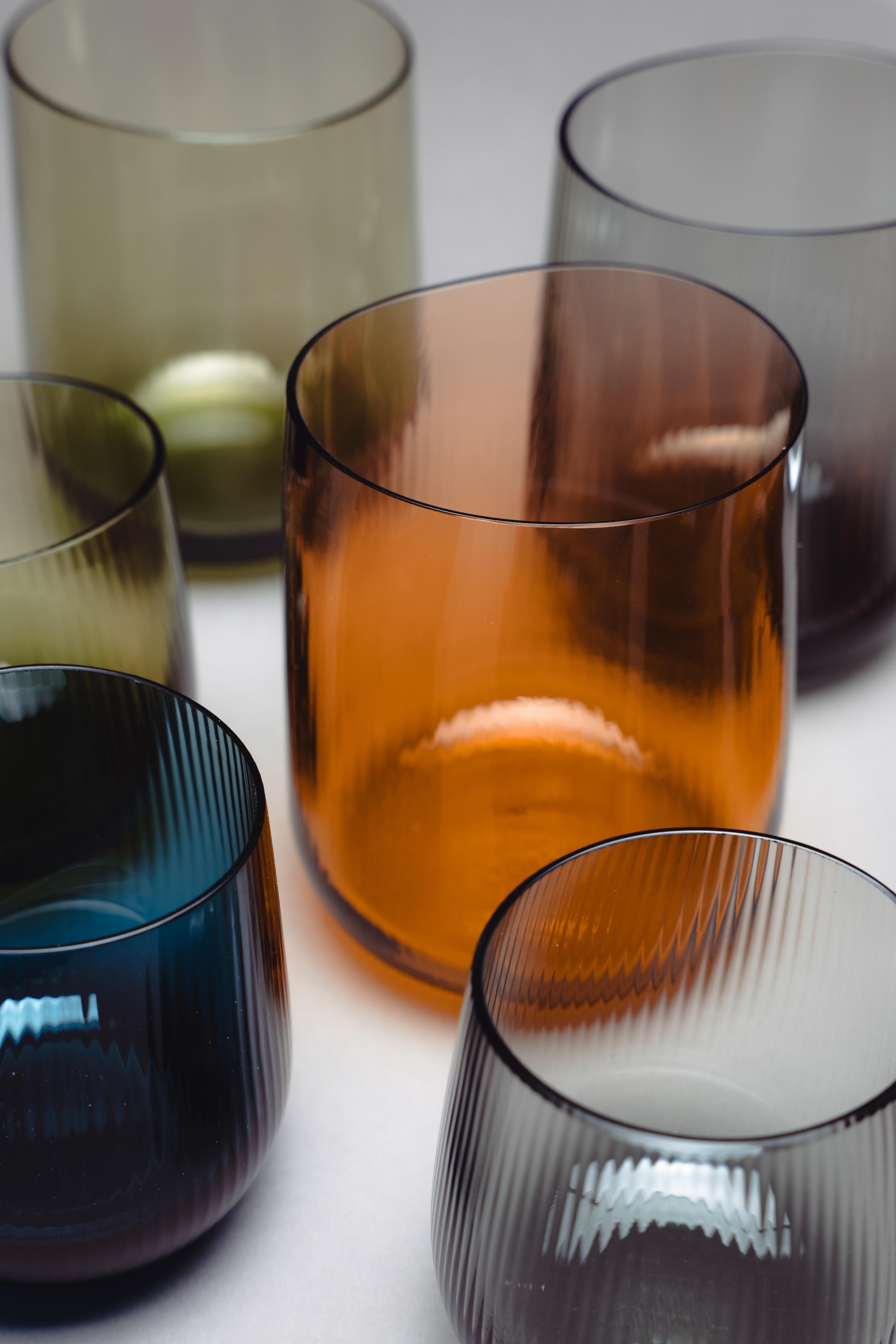 siglo 21 Federico Peri Stilla Liquida Musgo Verde Grande 2-Tumblers Murano Cristal de Murano en venta
