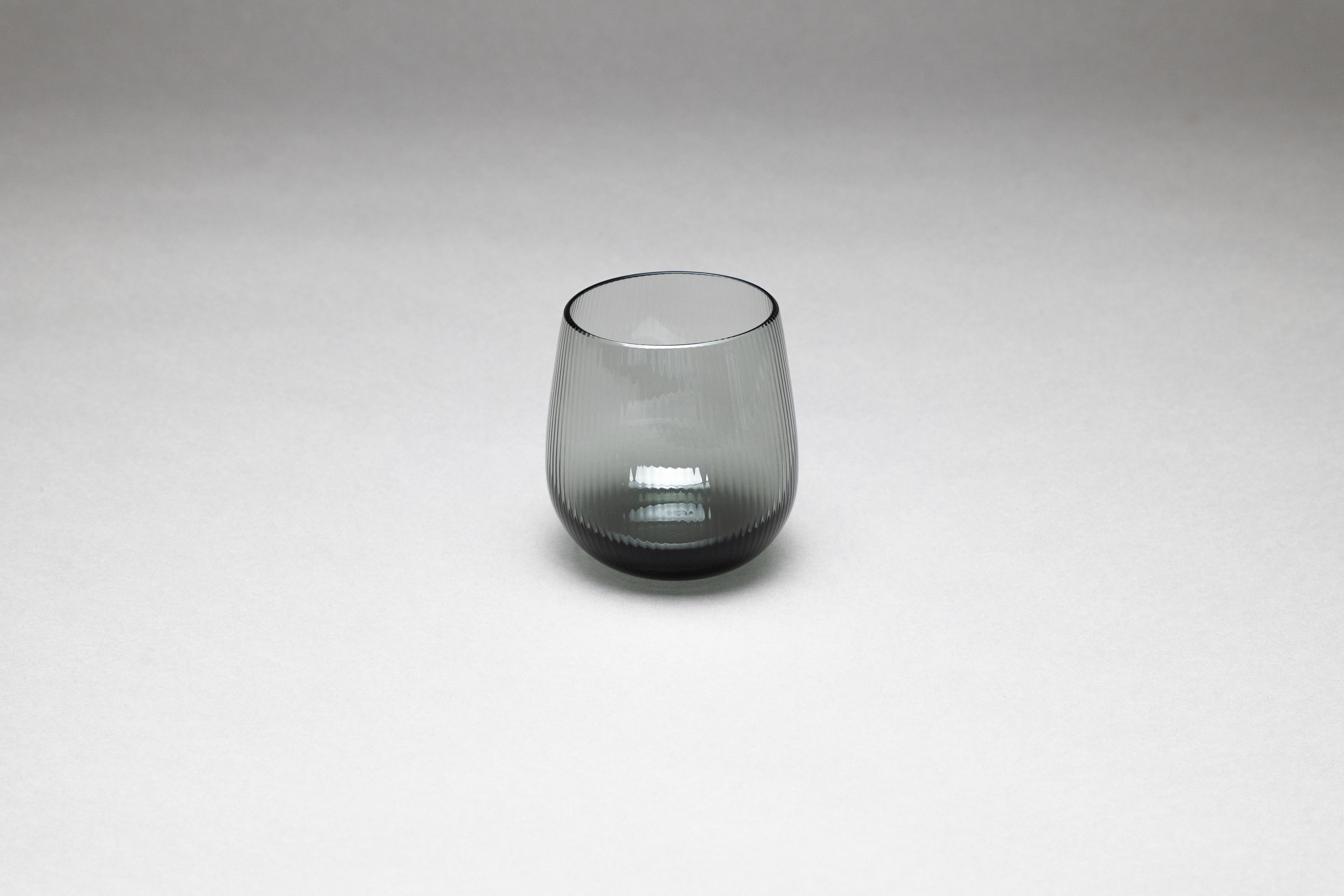 Moderno 21st Century Federico Peri Stilla Liquida Steel Grey 2-Small Tumblers Murano in vendita