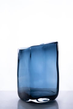 21st Century Federico Peri Trapezio Small Vase Murano Glass Deep Blue