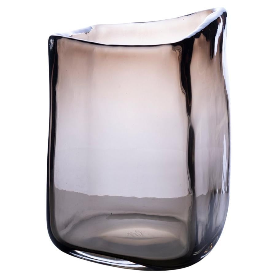 21st Century Federico Peri Trapezio Small Vase Murano Glass Smoke