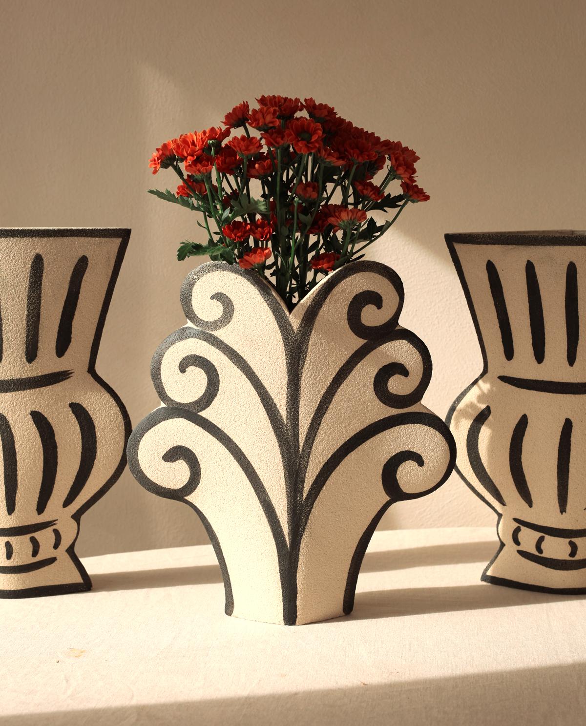 Minimalist 21st Century ‘Fern’, in White Ceramic, Hand-Crafted in France For Sale