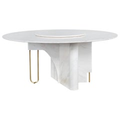 Ferreirinha 8-Seat Round Dining Table Lazy Susan Calacatta Bianco Brushed Brass