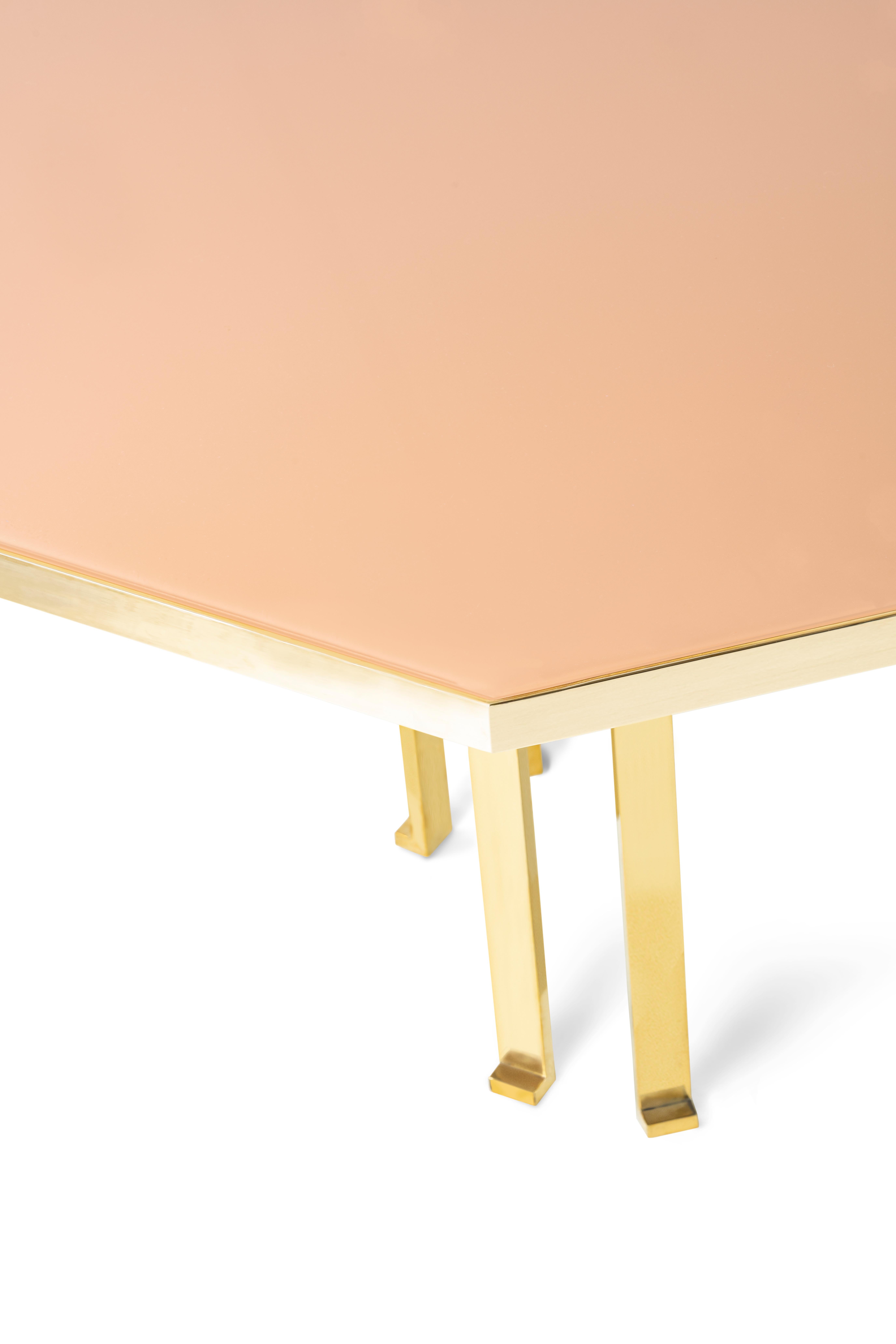 21st Century Filippo Feroldi Brass Table 280 Glass Top Various Colors For Sale 2