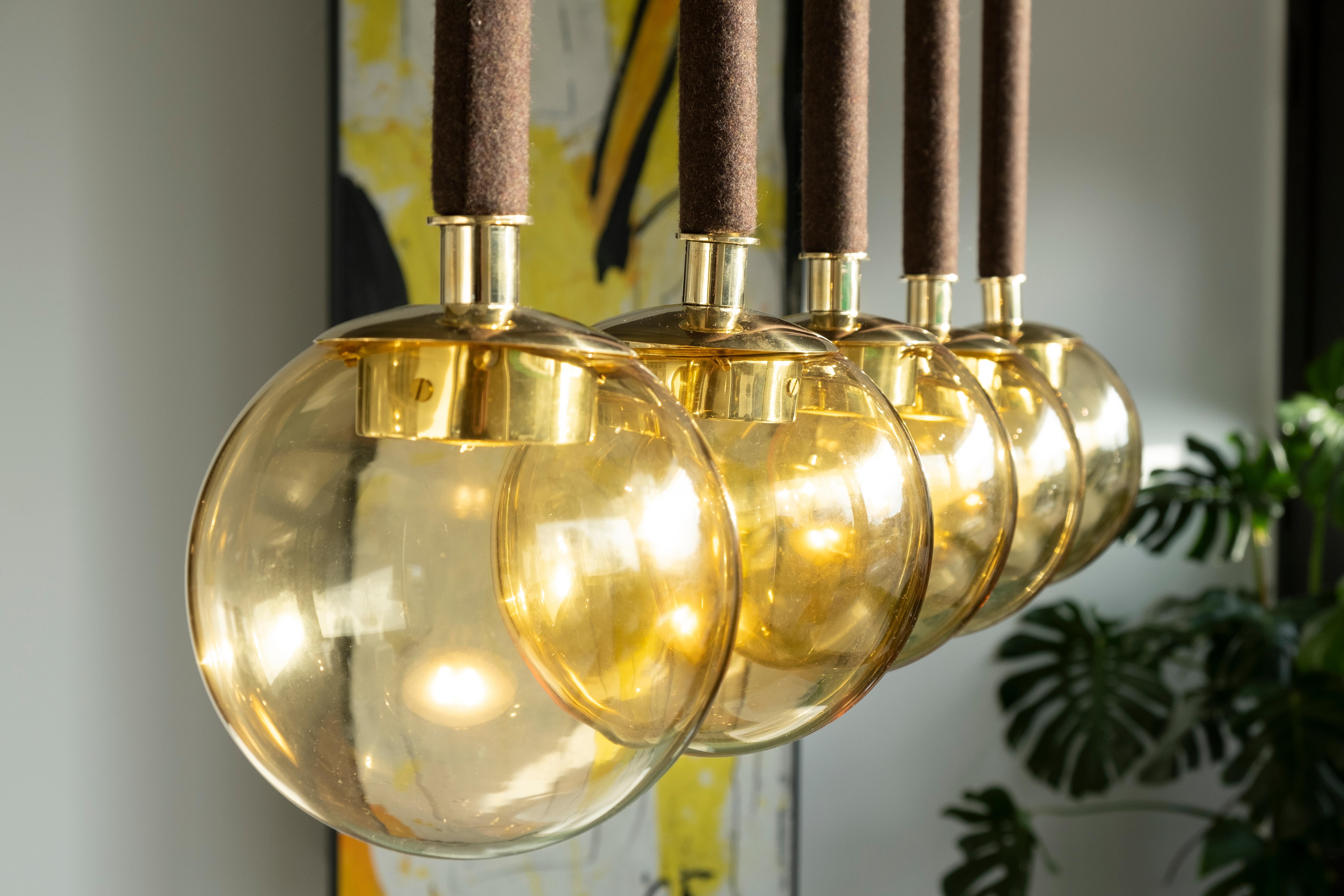 Hand-Crafted 21st Century Filippo Feroldi Suspension Lamps Murano Glass Brass Various Colors For Sale